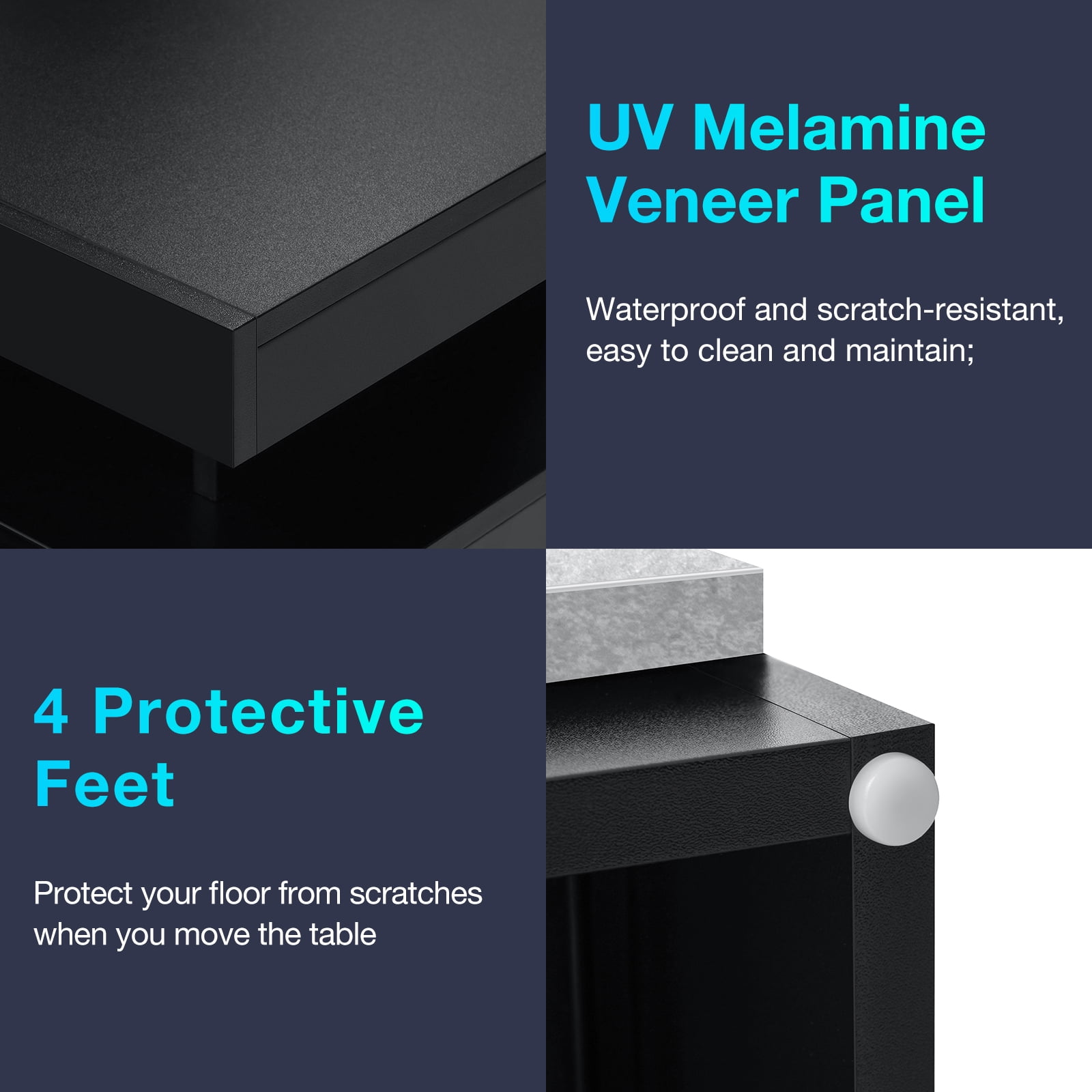 Hommpa Modern Nightstand Set of 2 LED Nightstand with 15W Wireless Charging Type C USB Port 2 Drawers Bedside Table Storage High Gloss Night Table Gray End Side Table for Bedroom Furniture 22.3" Tall