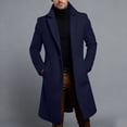 thumbnail image 2 of Danhjin Trench Coats for Men Long Open Front Lapel Long Jackets Long Sleeve Fall Winter Overcoats Business Casual Going out Fashion Outwear, 2 of 6
