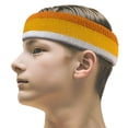 thumbnail image 2 of Couver Triple Color White Striped Sports Head Sweatband Light Orange Golden Yellow Whtie 3 Pack, 2 of 7