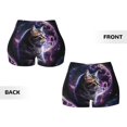 thumbnail image 6 of Yiaed Purple Moon Cat Print Women's Athletic Shorts Running Shorts Sporty Short High Waisted Elastic Workout Shorts for Yoga Gym Running & Sports -X-Large, 6 of 8