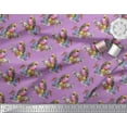 thumbnail image 3 of Soimoi Purple Poly Georgette Fabric Leaves,Floral & American Robin Bird Print Fabric by The Yard 52 Inch Wide, 3 of 3