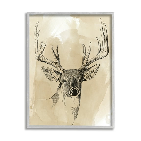 Stupell Industries Rustic Buck Illustration Wilderness Animals Watercolor Pattern, 24 x 30, Design by Grace Popp