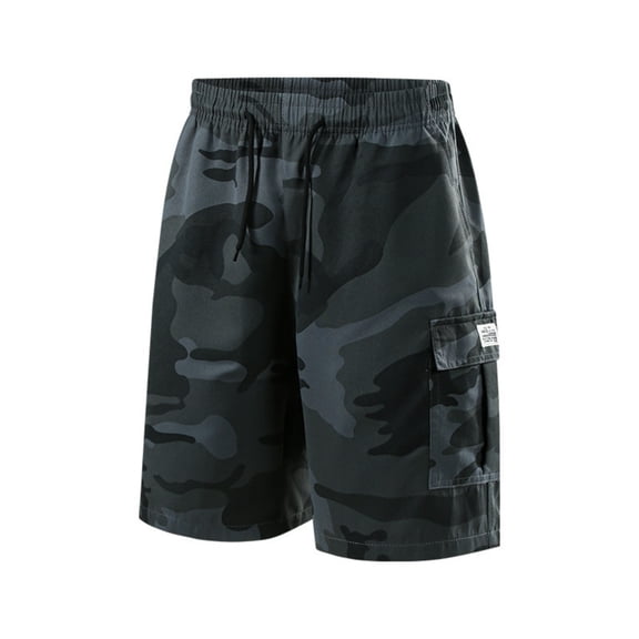 Men's Cargo Shorts Elastic Waist Drawstring Shorts Pants Relaxed Fit Outdoor Hiking Camo Stretch Big and Tall Cargo Short with Multi-Pocket Quick Dry Bermuda Short,Gray 3XL