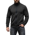 thumbnail image 5 of TKKCS Mens Full Zip Sweatshirt Hoodless Stand Collar Casual Long Sleeve Active Jacket with Side Pockets Black XL, 5 of 9