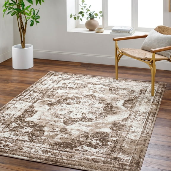 Livabliss Area Rugs for Living Room, 9x12 Monte Carlo Traditional Dark Brown Rug, Bedroom Dining Room Home Decor Stain Resistant Carpet (8'10" x 12')