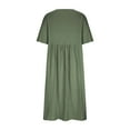 thumbnail image 5 of IDALL Summer Dresses,Petite Dresses Women's Fashionable Loose Cotton And Linen Round Neck Half Sleeved Midi Dress Linen Dress,Modest Dresses,Womens Dresses Green Dress XL, 5 of 6