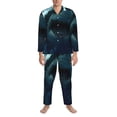 thumbnail image 3 of Fuzoiu Undersea Shark Print Men's Long-Sleeved Pajama,Lounge Button Down Nightwear,Mens Notch Collar Pajama Set -Medium, 3 of 7