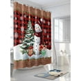 thumbnail image 3 of Red Plaid Christmas Shower Curtain Set, Waterproof Shower Curtains for Bathroom, Snowman Xmas Tree Snowflake Gifts Winter Washable Fabric Cloth Bath Curtain for Bathtub with Hooks 60x72 Inches, 3 of 6