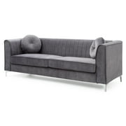 Island Oasis Sofa - Velvet Channel Tufted Living Room Furniture
