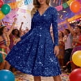 thumbnail image 2 of DGMIOCS Women's Sparkly Sequin Party Dress for Elegant Midi Length Off Shoulder Sleeveless Clubwear with Flowy Skirt Women's Casual Dress Blue M, 2 of 5