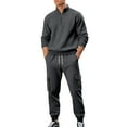 thumbnail image 2 of Men Loose Casual Sports Set, Long Sleeve Turndown Collar Top and Drawstring Pants, Breathable 2 Piece Outfit for Daily, Streetwear, Travel and Outdoor, 2 of 6