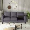thumbnail image 2 of Living Room Sofa with Storage, 75 Inch Futon Sofa with Upholstery Seat and Backrest, Modern 3-Seater Sofa Couch with Armrest and Wood Legs for Home Office, Easy Assembly, Dark Gray, 2 of 7