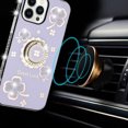 thumbnail image 2 of For iPhone 15 Plus Splendid Glitter with Diamonds All Around Edges Ring Stand Case Cover - Purple, 2 of 4