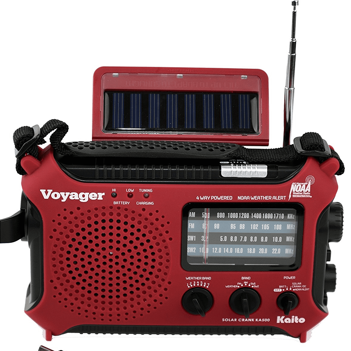 Kaito KA500 5-way Powered Solar Power,Dynamo Crank Wind Up Emergency AM//FM//SW//NOAA Weather Alert Radio with Flashlight,Reading Lamp and Cellphone Charger Yellow