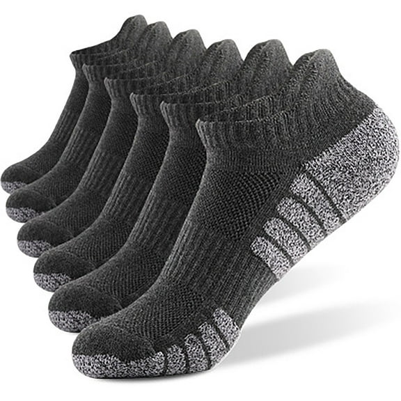 MENRKOO 2022 Men Socks 6 Pairs Men Women Low Canister Movement Take A Walktowel Cotton Breathable Socks Dark Gray
