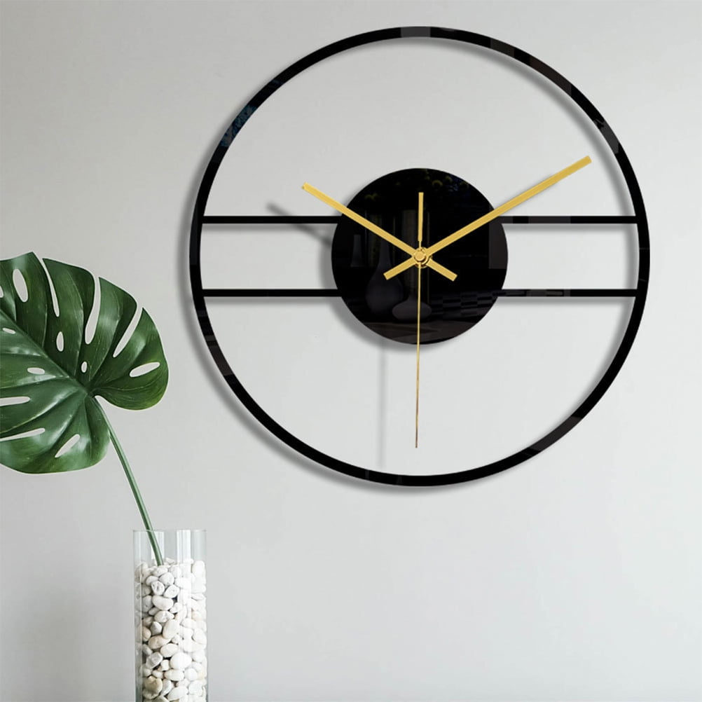 KALLORY Modern Black Acrylic Decorative Wall Clock Silent Mute Design for Home and Office