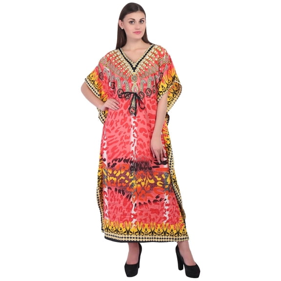 Women Short Sleeve Abaya Kaftan Dubai Muslim Maxi Casual Long Dress Plus Size Red
