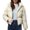 White, variant on ManxiVoo Women's Short Puffer Jacket with Stand Collar Lightweight Warm Winter Coat Casual Outerwear L Size Khaki
