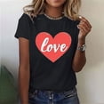 thumbnail image 2 of BiZtdJrK Hoy Oferta Flash Women's Valentine's Day Heart Shirts 2025 Fashion Graphic Tees Tops Loose Casual Crew Neck Short Sleeve Blouse Black L, 2 of 6