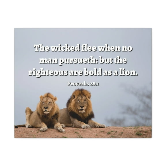 Scripture Walls Proverbs 28:1 Bold As A Lion Bible Verse Canvas Christian Wall Art Ready to Hang Unframed