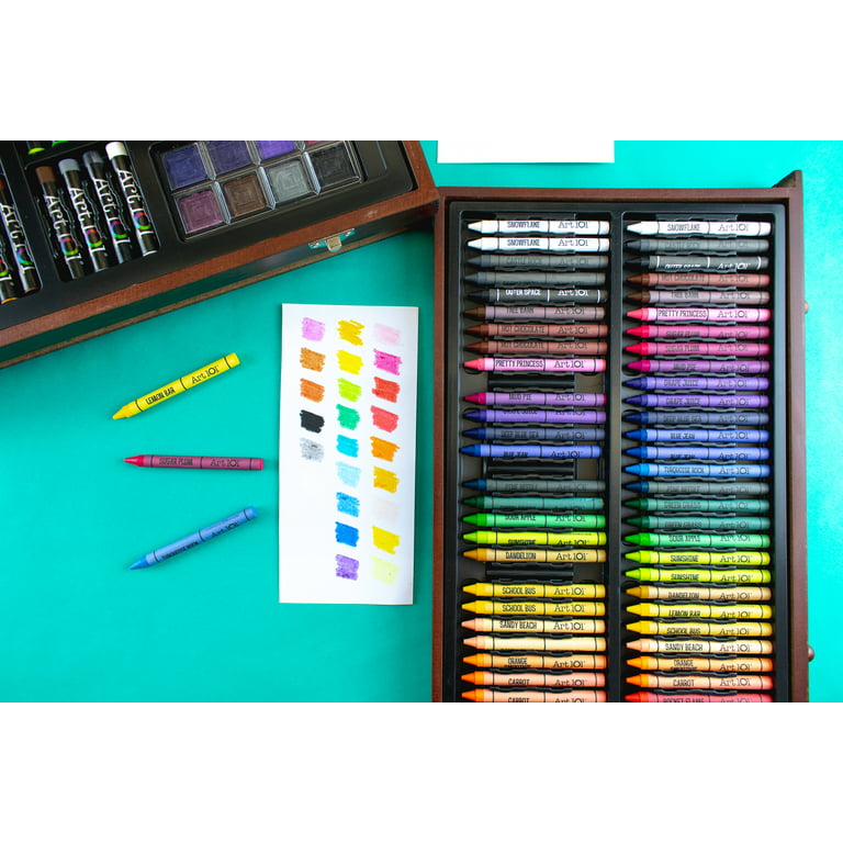Art 101 Doodle and Color 142 Pc Art Set In Wood Carrying Case Pencils  Crayons