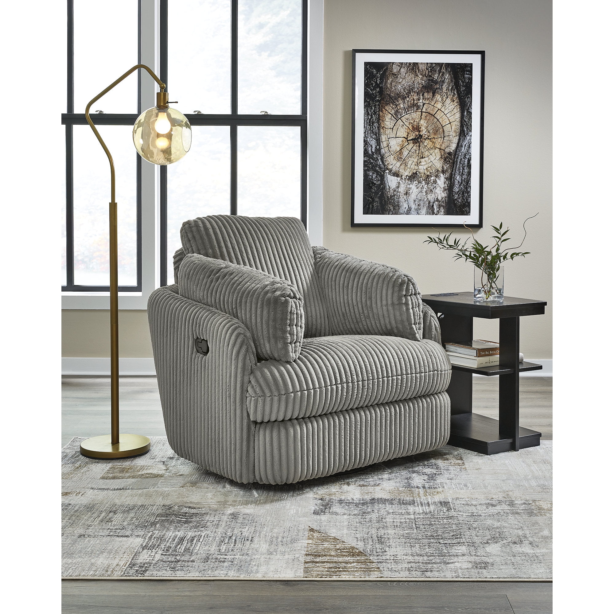 Signature Design by Ashley Tie-Breaker Fog Swivel Glider Recliner