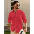 thumbnail image 2 of sogami Men's Cotton Linen Shirt Casual Long Sleeve Button Down Shirt, 2 of 6