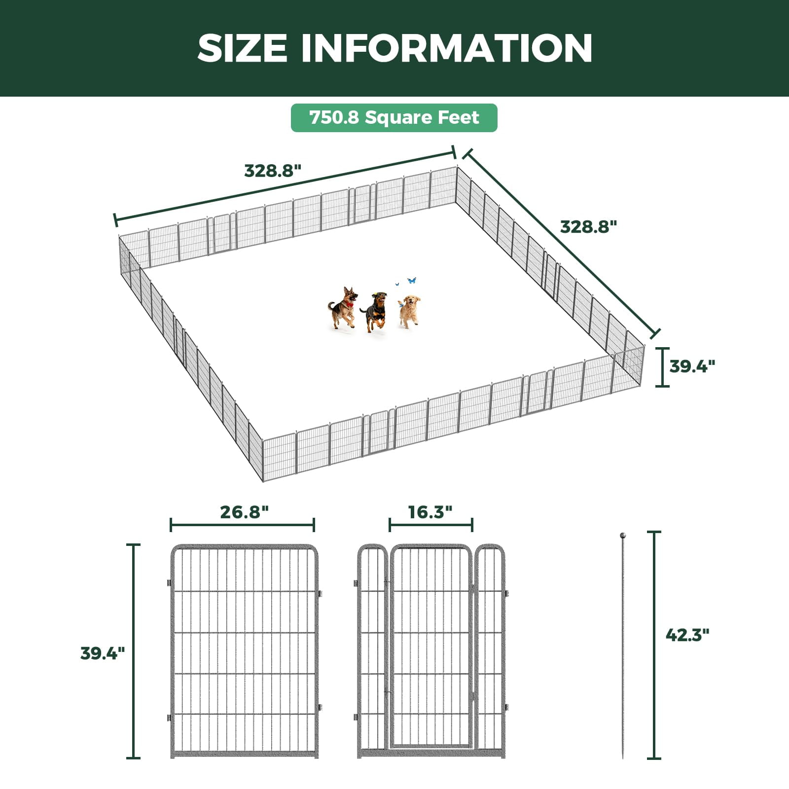 FXW Aster Dog Playpen Designed for Courtyard, RV Camping, 40" 48 Panels for Large Dogs, Silver
