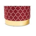 thumbnail image 4 of Serra Glam and Luxe Red Quatrefoil Velvet Fabric Upholstered Gold Finished Metal Storage Ottoman, 4 of 5