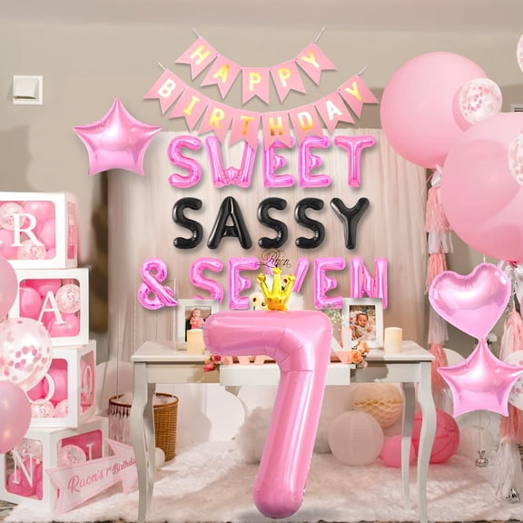 Pink Party Decoration Set with Glitter Balloons and Banner Combination