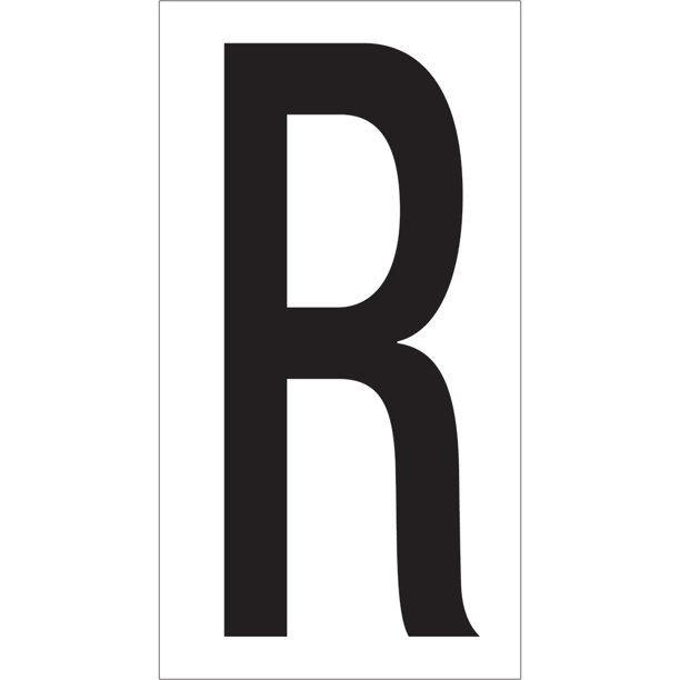 Box Partners Vinyl Warehouse Letter Labels R 3 1 2 Black White 50 Case Dl9310r Walmart Com