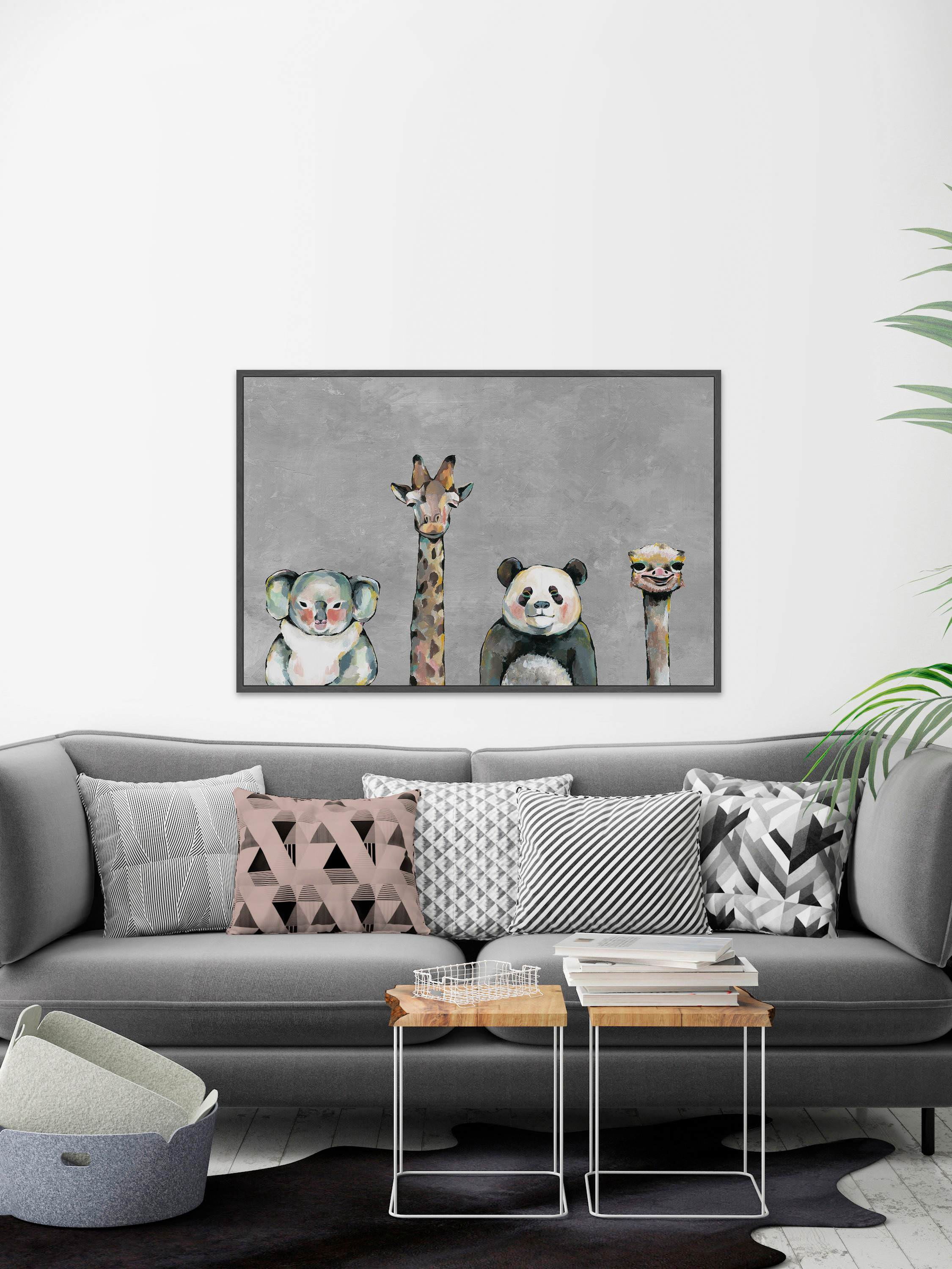 Serious Bunch Floater Framed Painting Print on Canvas