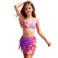thumbnail image 3 of ibiyuan Girls Swimsuit Cover Up 2 Piece Adjustable Straps Girls Bathing Suit Stretchy Color Block Girls Swimwear Tankini Ruffle Ruched Cutout Princess Bikini Set for Swim Team Beach Swimwear, 3 of 6