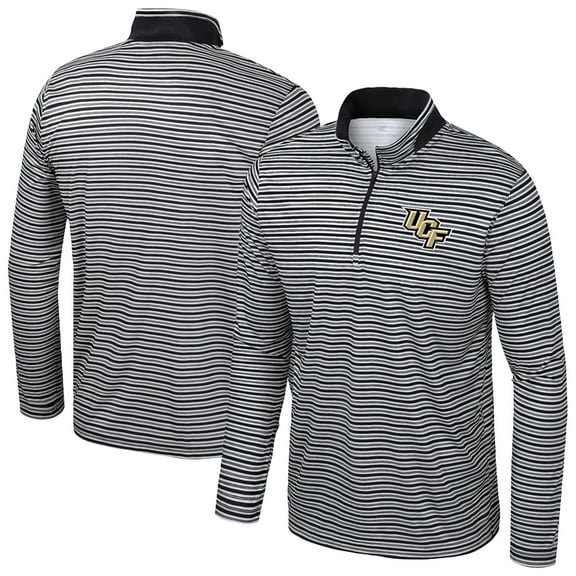 Men's Colosseum Black UCF Knights Striped Quarter-Zip Top