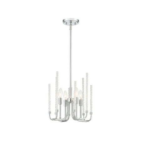 

Chrome Tone Finish Chandeliers 12 Wide Clear Twisted Rods Glass Candelabra Base 4 Light Fixture
