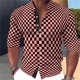 thumbnail image 1 of Camisa larga con cuello alto y botones con estampado de cuadros abstractos en 3D para hombre, nueva de verano, ropa de fiesta de diseñador para hombre, tallas S-6XL, 1 of 6
