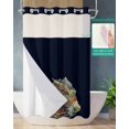 thumbnail image 2 of No Hook Shower Curtain with Snap in Liner, Animal Horsehead Abstract Geometric Pattern Hotel Shower Curtains for Bathroom, Washable Shower Curtain Liner Set with Mesh Top Window, 54"x78", 2 of 6