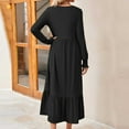 thumbnail image 4 of Guieoi Dress for Women under $10.00 Plus Size Women's Casual Solid Color Long Sleeve Pleated Large Dress Black Black*Friday/Cyber*Monday, 4 of 4