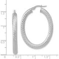 thumbnail image 4 of 14K White Gold Polished Twisted Oval Hoop Earrings - 39.6mm- Made In Italy, 4 of 6