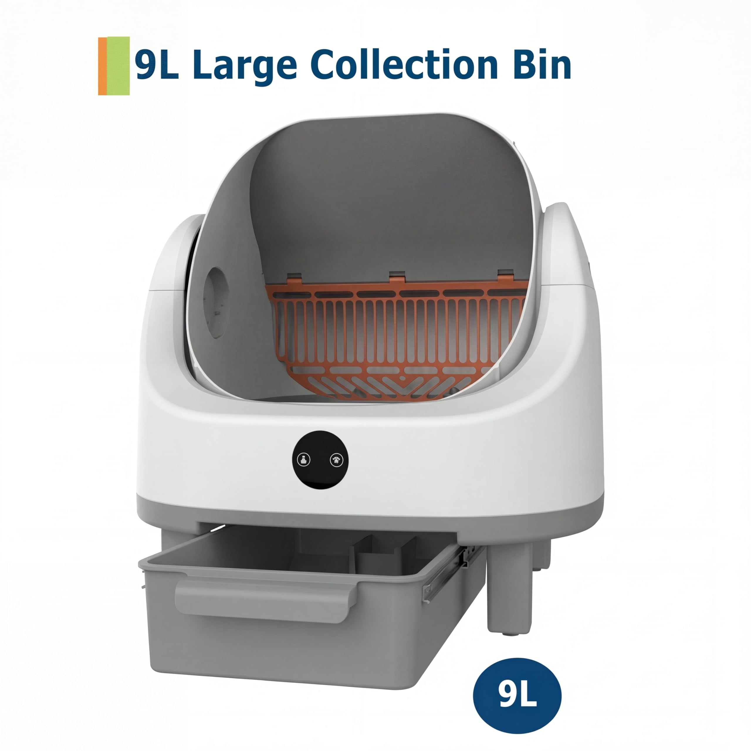 9L Self Cleaning Litter Box, Automatic Litter Box for Multiple Cats with Open-Top Design, APP Control, Real-Time Monitoring, Odor Control, 96L Drum, Waste Bin, Infrared Safety Sensors
