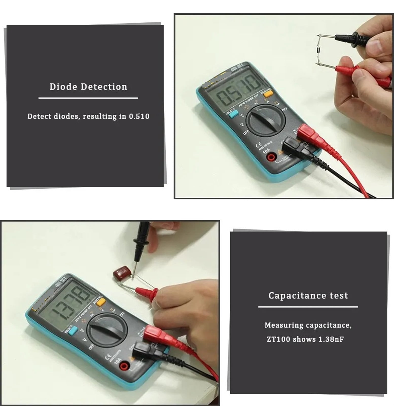 Digital Multimeter 4000 Counts DC/AC Voltage Current Capacitance Hz Diode Ohm Tester Ammeter Voltmeter Backlight ,Versatile Measurement