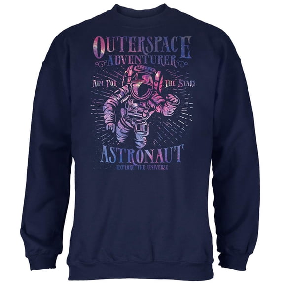 Outer Space Adventurer Astronaut Aim For The Stars Mens Sweatshirt Navy X-LG