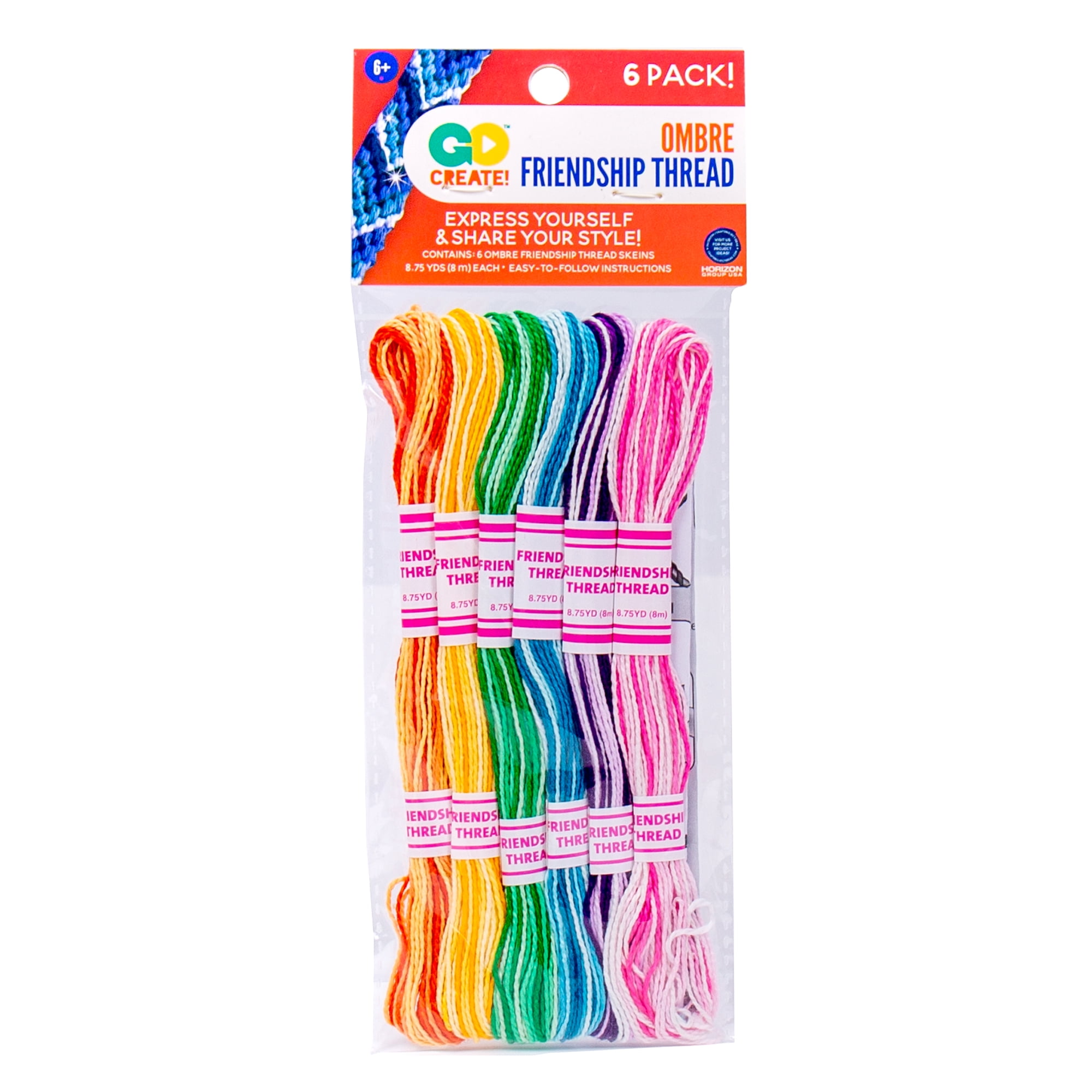 Go Create Ombre Multicolor Friendship Thread, 6 Colors, 8.75 yds. Each