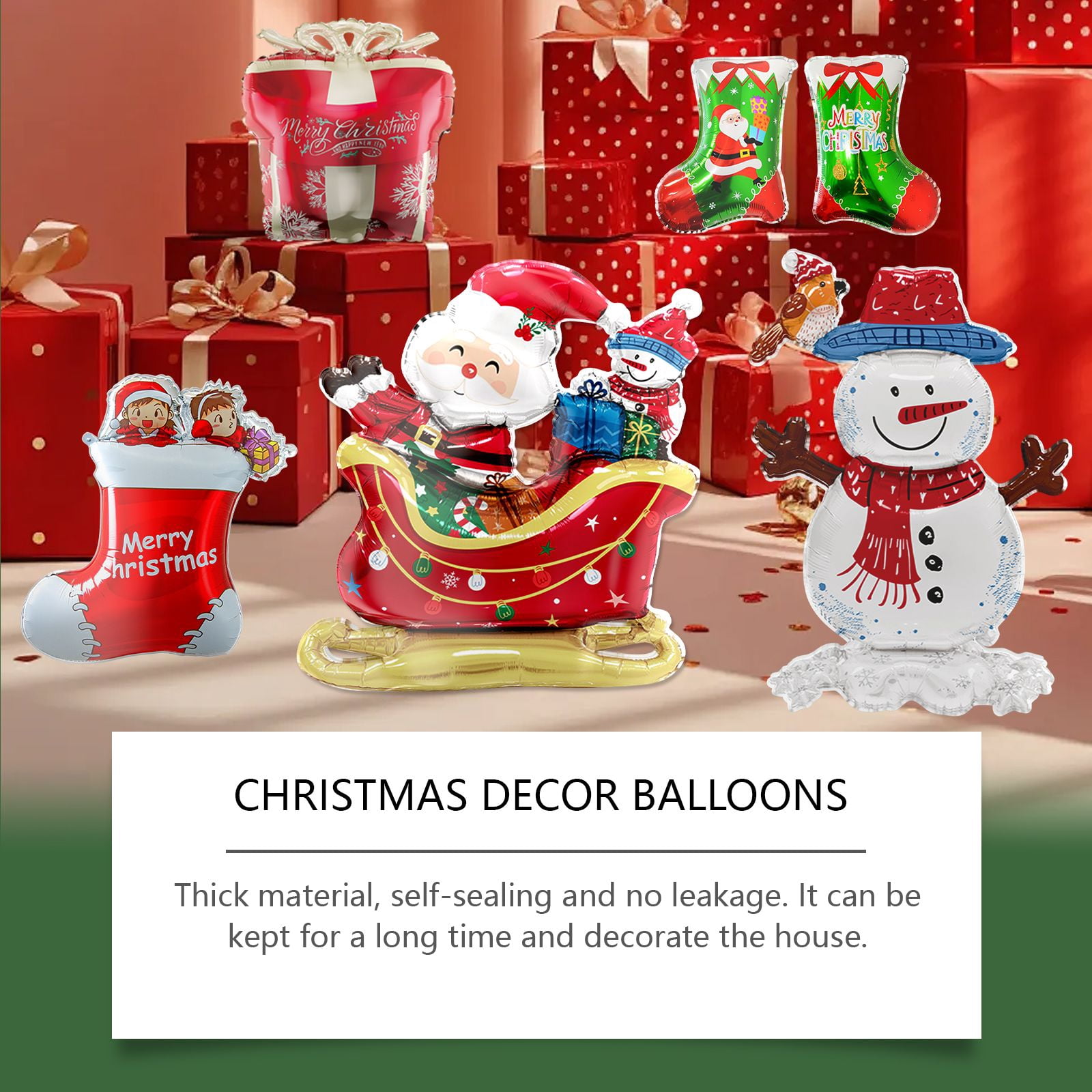 Alvantor Christmas Foil Balloons with Pump Santa Claus Reindeer Tree Party Decorations,30*31in