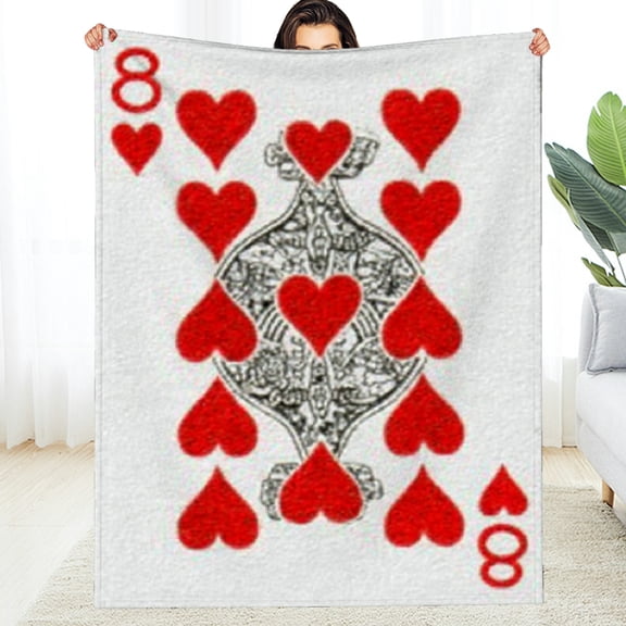 RKSupls Playing Card 8 Hearts Throw Blanket, Soft Warm Lightweight Flannel Throw Blanket for Couch, Bed, Outdoor, Cozy Fluffy Fuzzy Blankets for Women Boys Girls, Home Decor, 30*40in