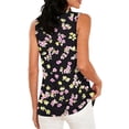 thumbnail image 4 of Smsaxvxz Womens Summer Tank Tops Fashion Floral Printed Crew Neck Sleeveless Pleated Casual Loose Blouse T-shirts Black 01 2XL, 4 of 5