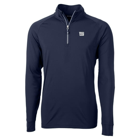 Men's Cutter & Buck Navy New York Giants Adapt Eco Knit Quarter-Zip Pullover Jacket