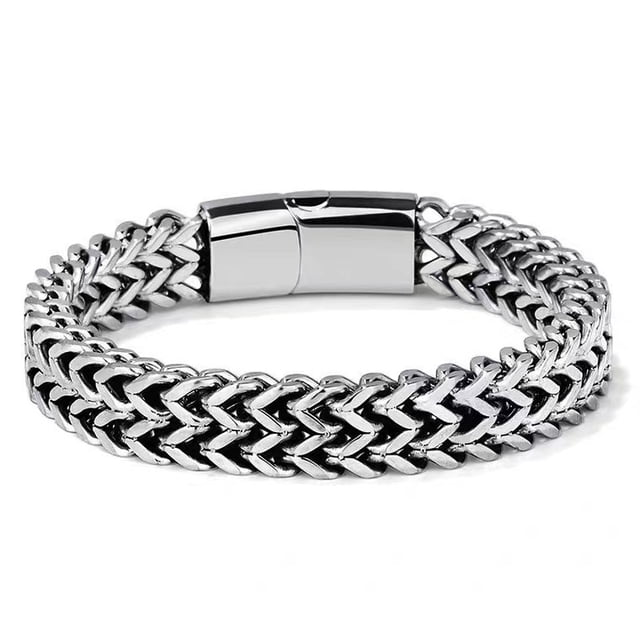 Pulsera para hombre, pulsera con cierre magnético editable de doble hilera de acero titanio