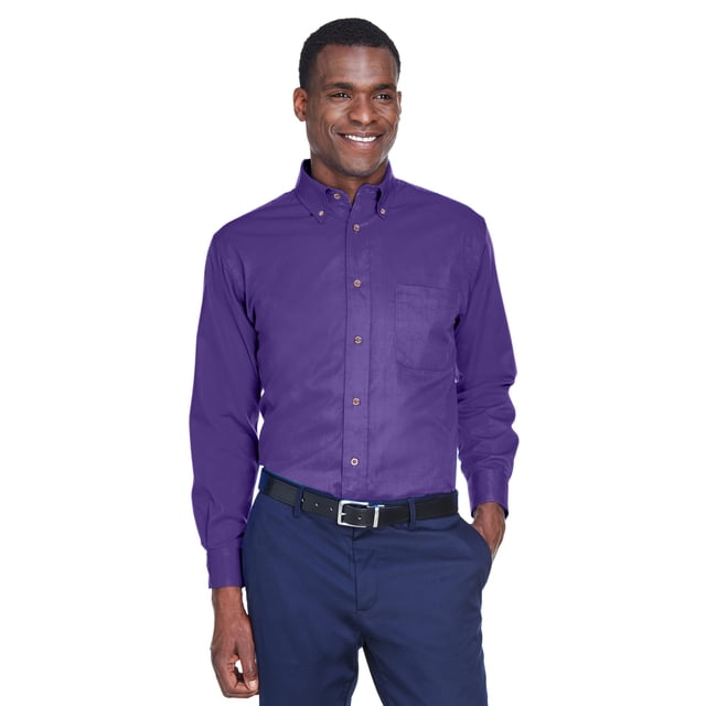 Camisa de sarga de manga larga Harriton Easy Blend™ quitamanchas TEAM PURPLE 5XL