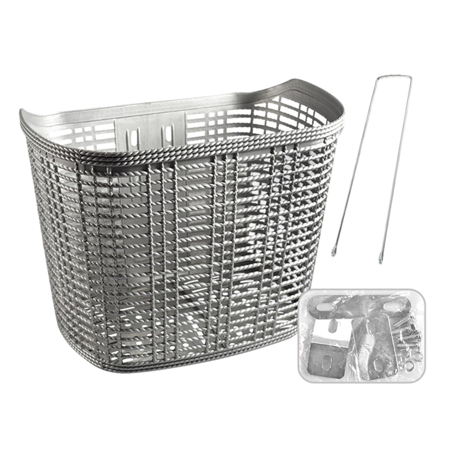 harayaa Bicycle Basket Storage Basket Lightweight Large Capacity Front Frame Bike Basket Gray and Long strut